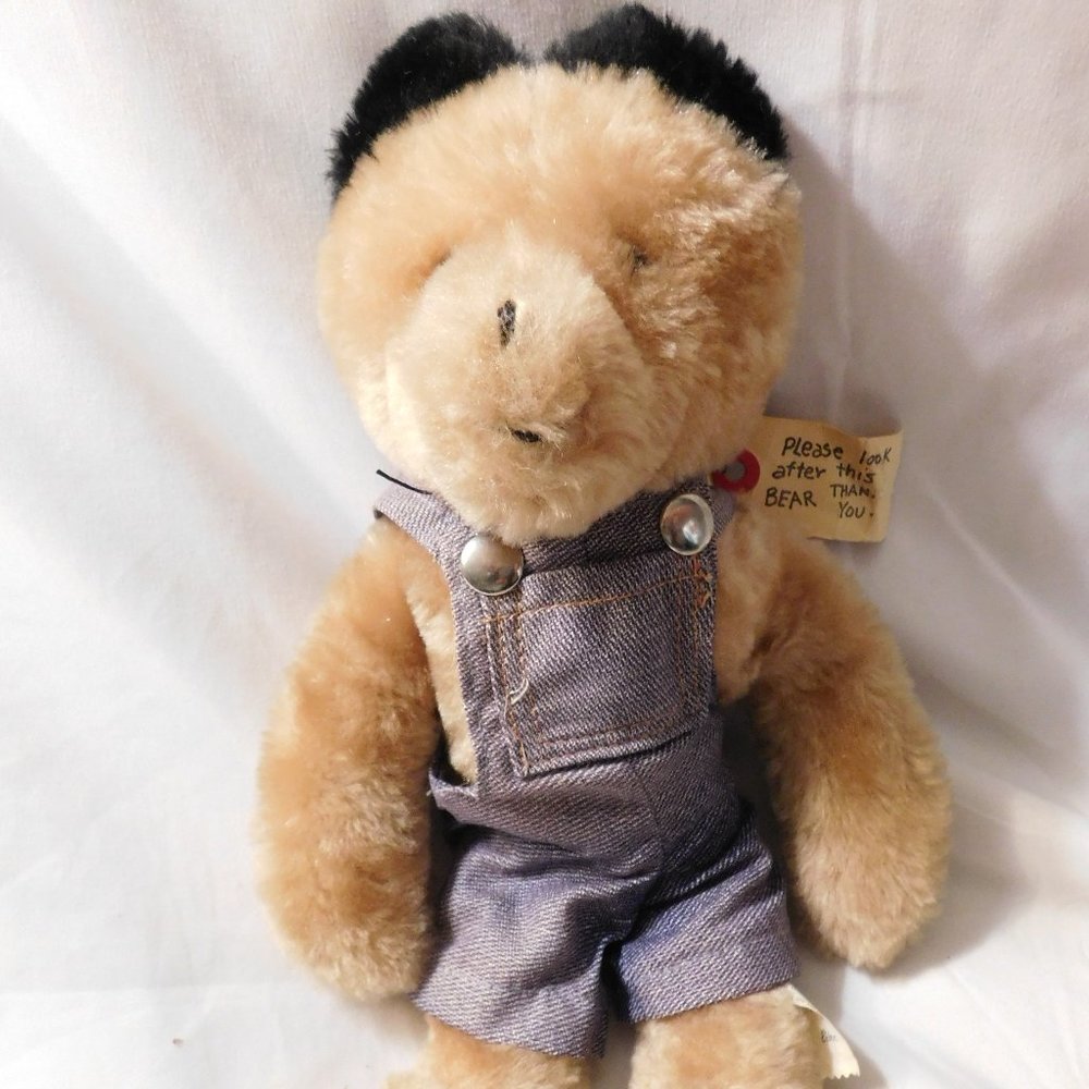 Vintage Paddington Bear with Overalls Darkest Peru to London Plush Toy 1975